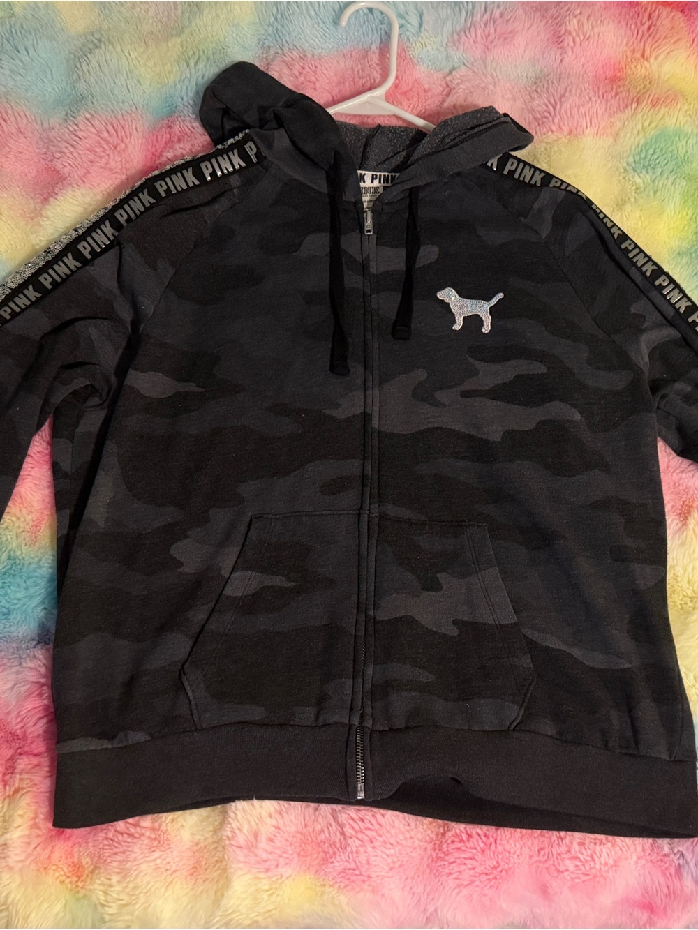 PINK by Victoria's Secret Camo Mermaid and Silver Bling Zip Hoodie